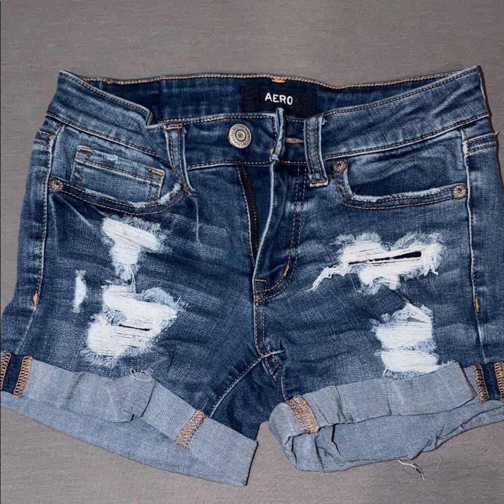 Aeropostale Ripped Blue Jean Shorts